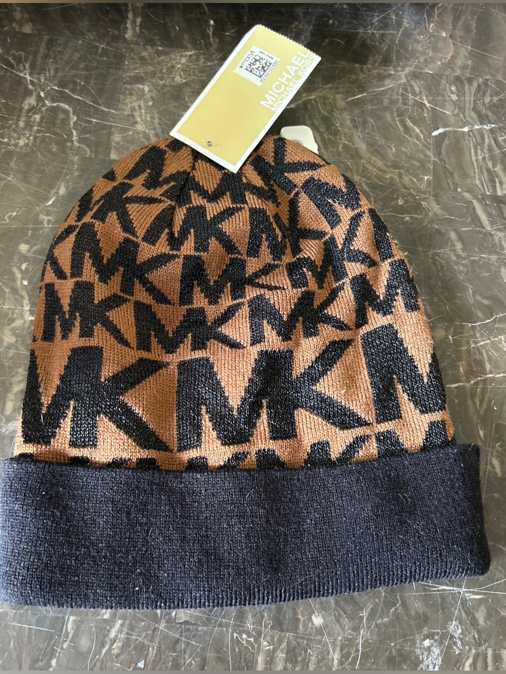 NWT MK Michael Kors Beanie Brown/Black Sparkle